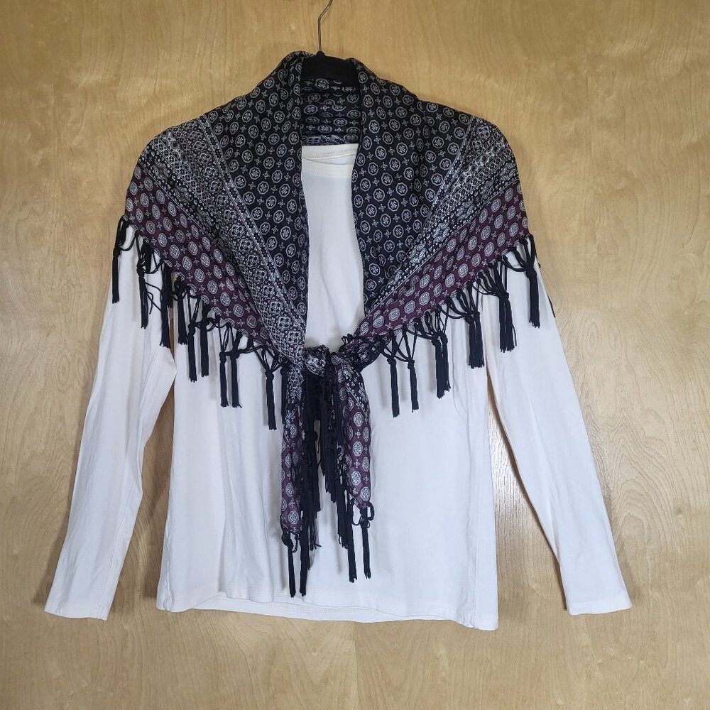 Mossimo Extra Large Fringed Square Boho Silk Scarf